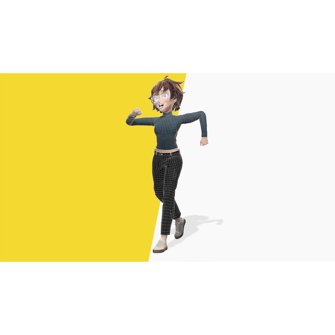Mother Cartoon Woman 3D Model – Rigged Low-Poly Character for Animation - View 23
