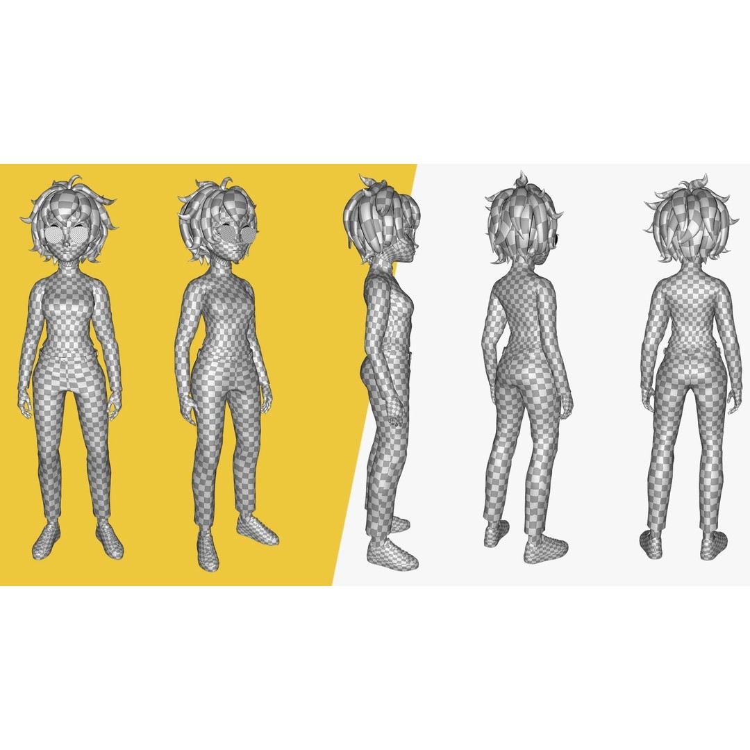 Mother Cartoon Woman 3D Model – Rigged Low-Poly Character for Animation - View 24