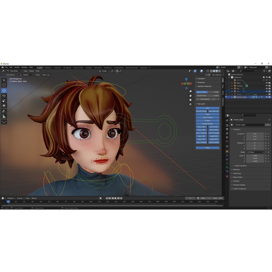 Mother Cartoon Woman 3D Model – Rigged Low-Poly Character for Animation - View 26