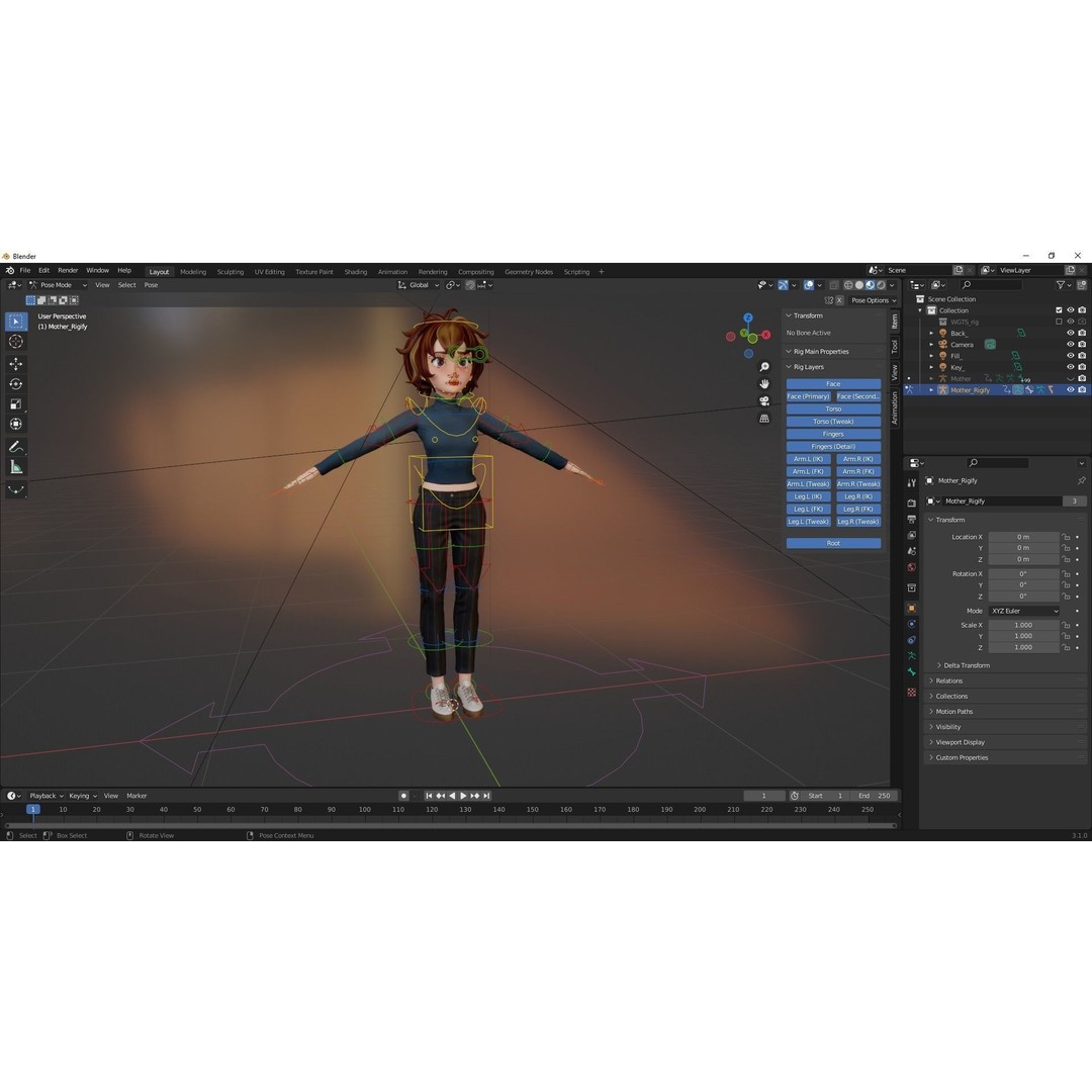 Mother Cartoon Woman 3D Model – Rigged Low-Poly Character for Animation - View 27