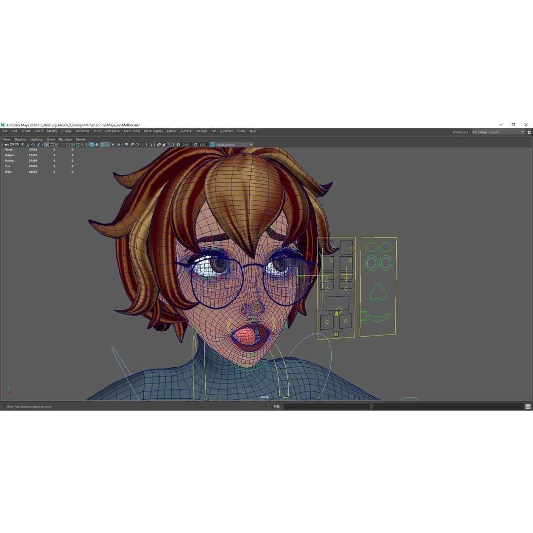 Mother Cartoon Woman 3D Model – Rigged Low-Poly Character for Animation - View 30