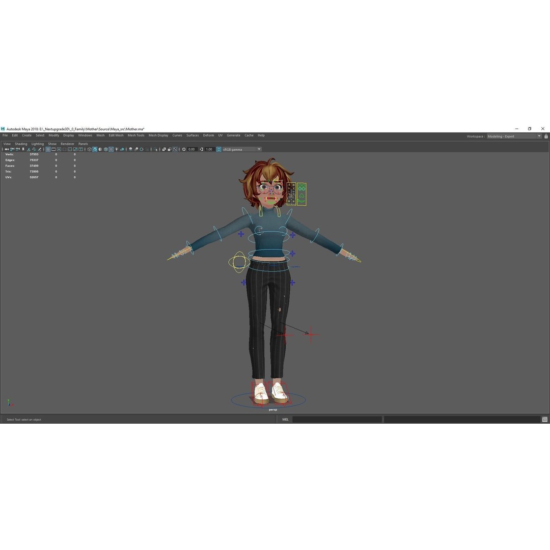 Mother Cartoon Woman 3D Model – Rigged Low-Poly Character for Animation - View 33