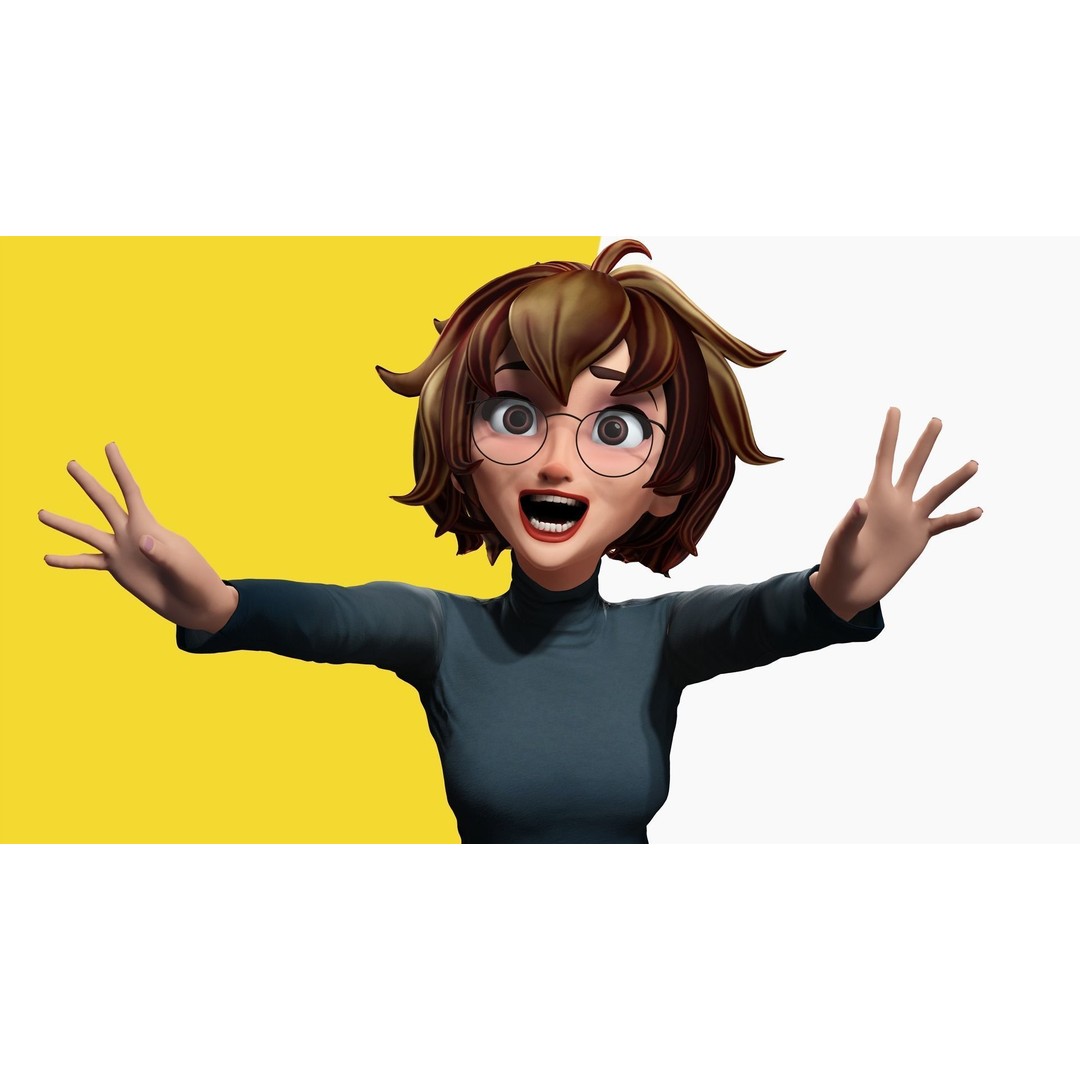 Mother Cartoon Woman 3D Model – Rigged Low-Poly Character for Animation - View 4