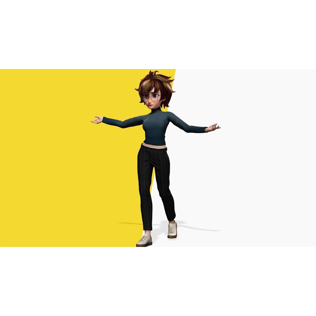 Mother Cartoon Woman 3D Model – Rigged Low-Poly Character for Animation - View 6