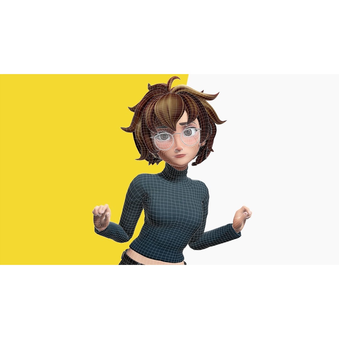 Mother Cartoon Woman 3D Model – Rigged Low-Poly Character for Animation - View 7