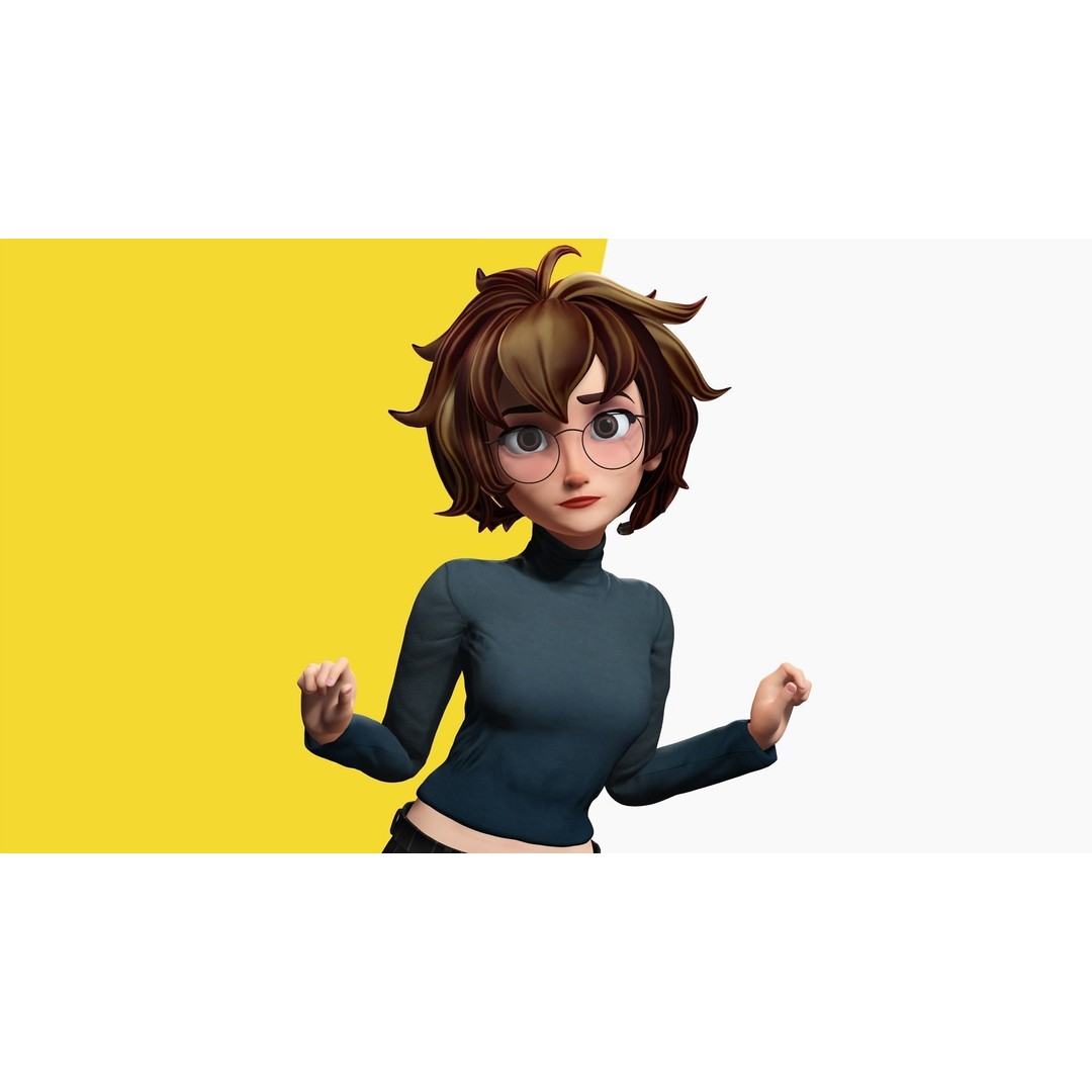 Mother Cartoon Woman 3D Model – Rigged Low-Poly Character for Animation - View 8