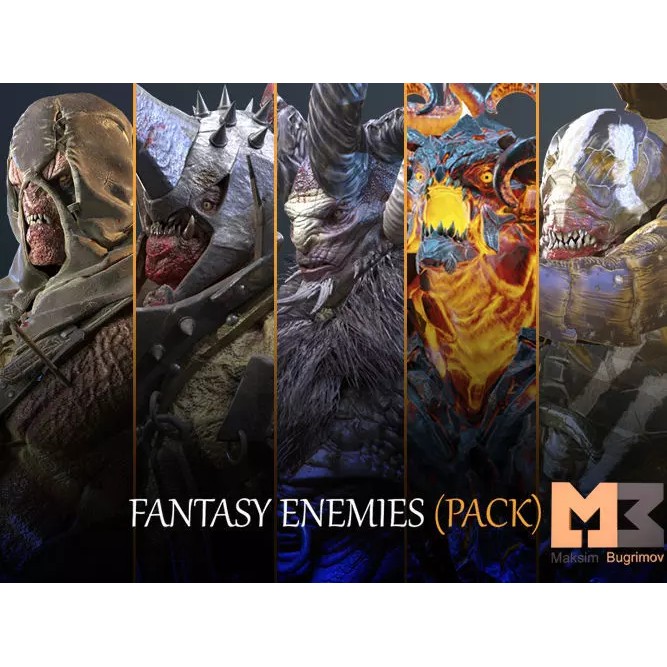 Fantasy Enemies 3D Model – Low Poly Game Characters, Rigged, PBR - View 2