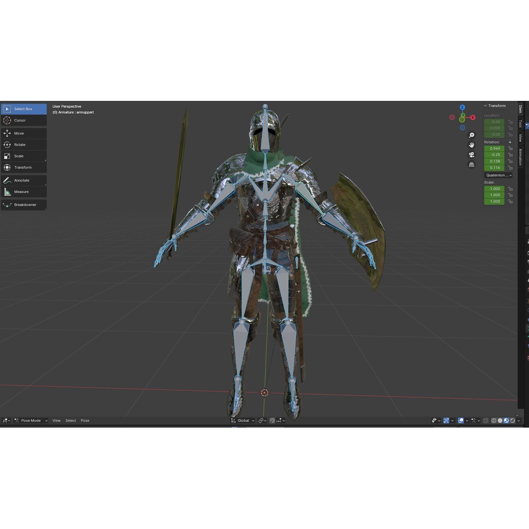 Knight Traveler 3D Model – Low Poly Rigged Character with PBR Textures