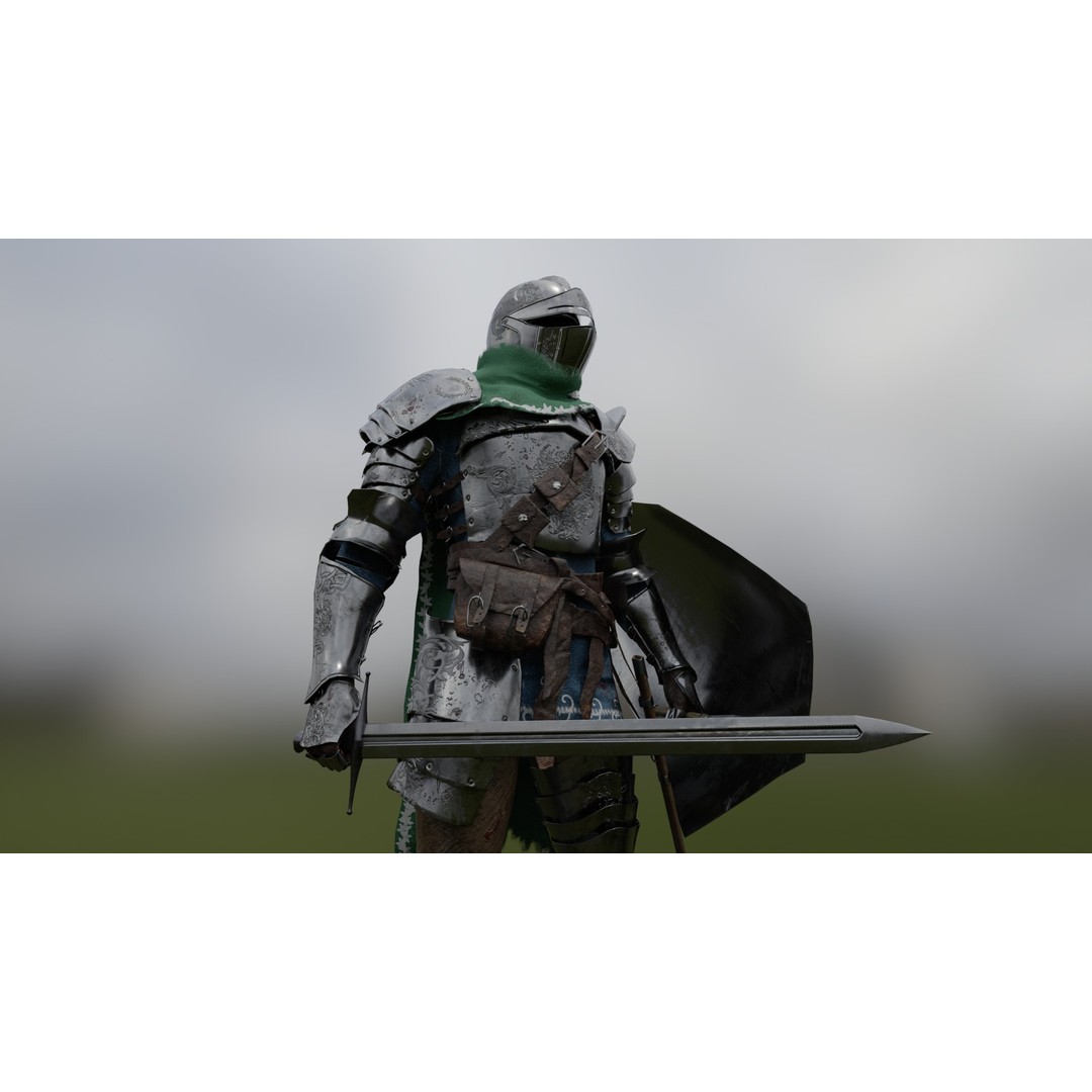 Knight Traveler 3D Model – Low Poly Rigged Character with PBR Textures - View 16