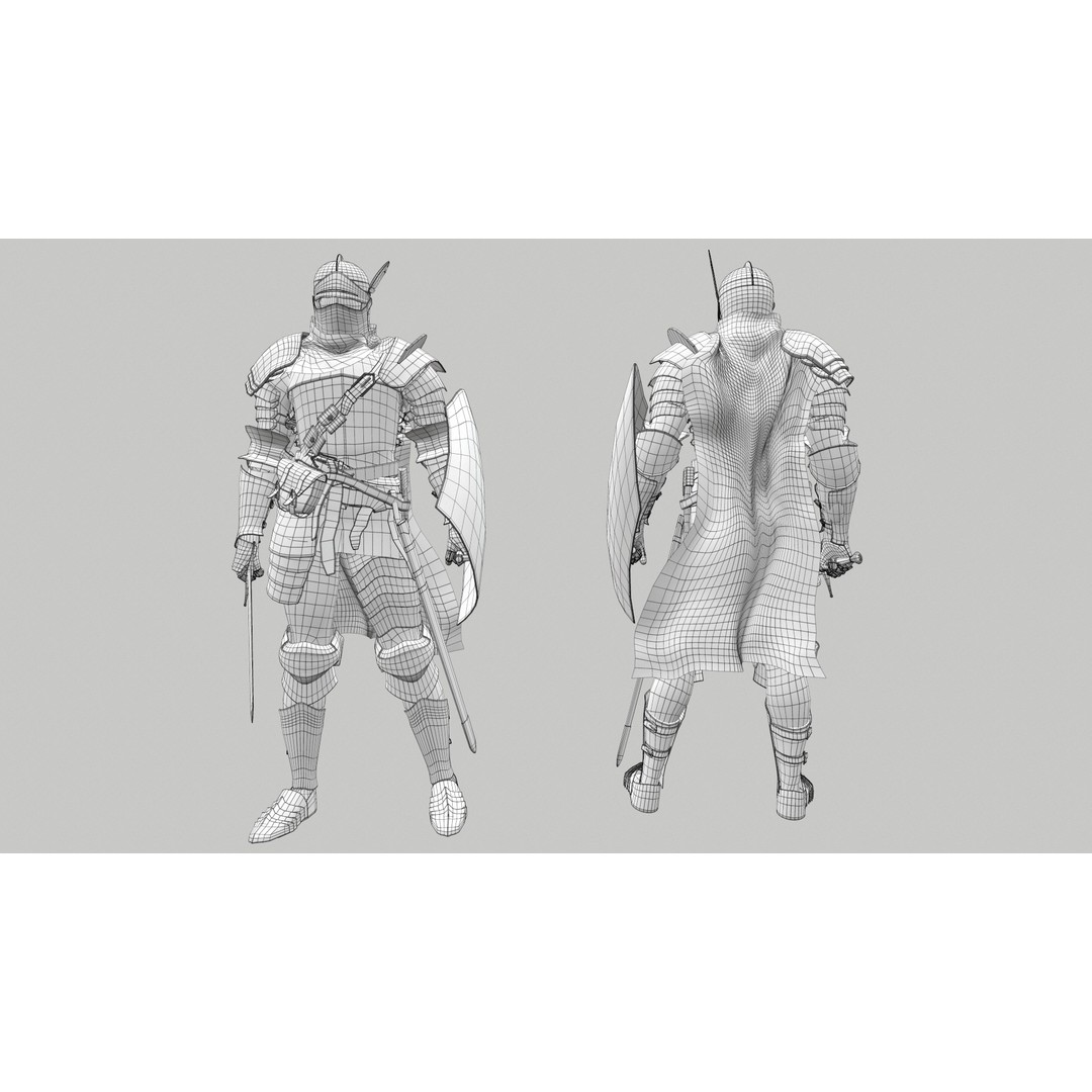 Knight Traveler 3D Model – Low Poly Rigged Character with PBR Textures - View 17