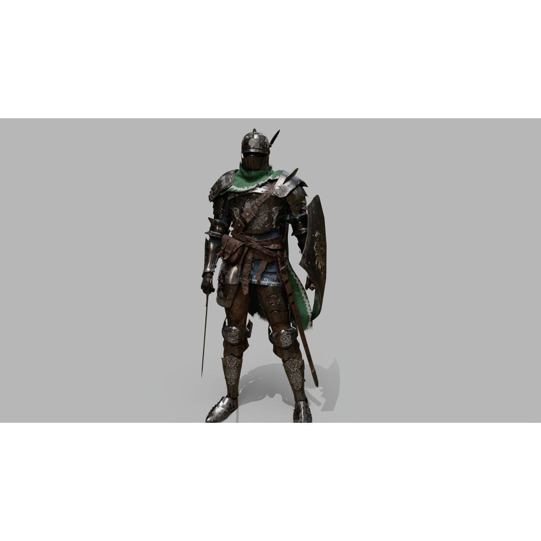 Knight Traveler 3D Model – Low Poly Rigged Character with PBR Textures - View 3