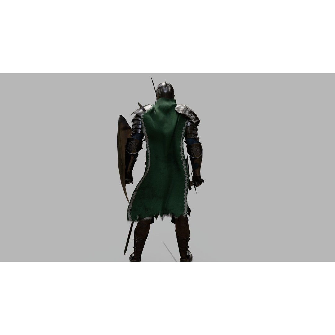 Knight Traveler 3D Model – Low Poly Rigged Character with PBR Textures - View 4