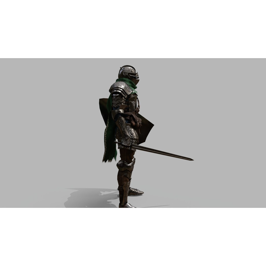 Knight Traveler 3D Model – Low Poly Rigged Character with PBR Textures - View 6