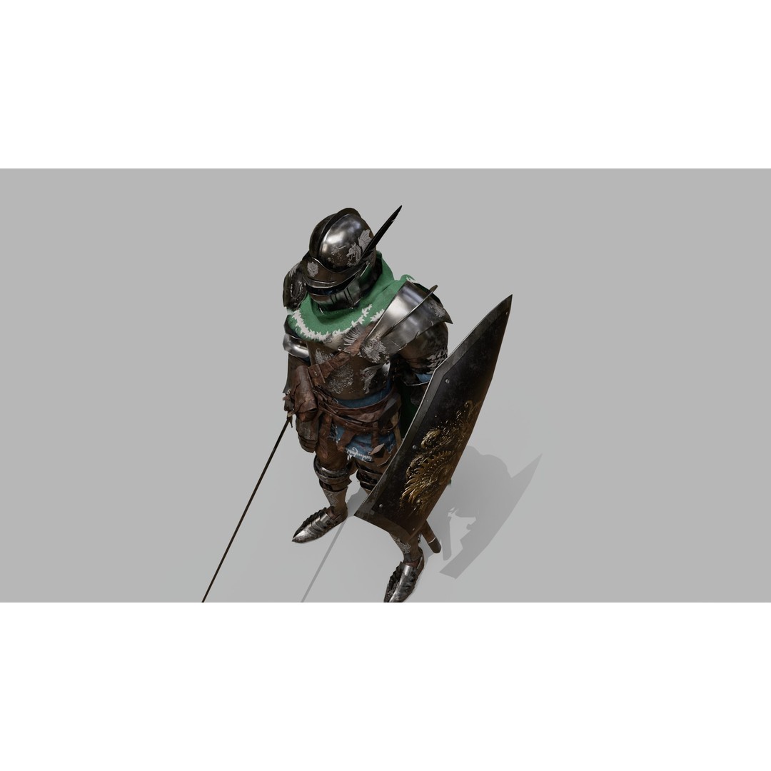 Knight Traveler 3D Model – Low Poly Rigged Character with PBR Textures - View 7