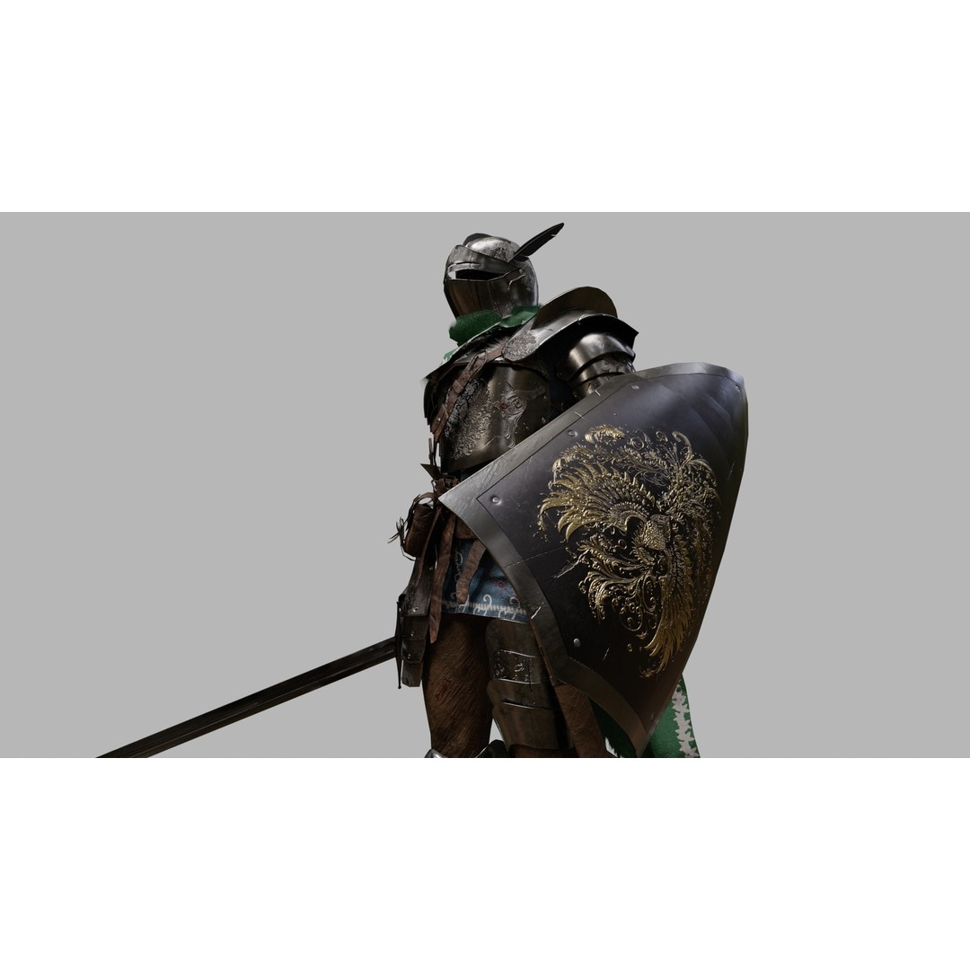 Knight Traveler 3D Model – Low Poly Rigged Character with PBR Textures - View 8