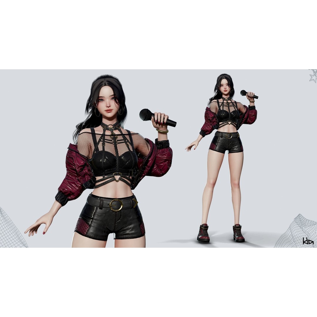 K-POP Series Sun 3D Model – Game Ready Low-Poly Character, FBX, OBJ - View 15