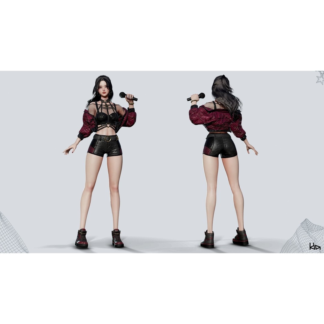 K-POP Series Sun 3D Model – Game Ready Low-Poly Character, FBX, OBJ - View 16