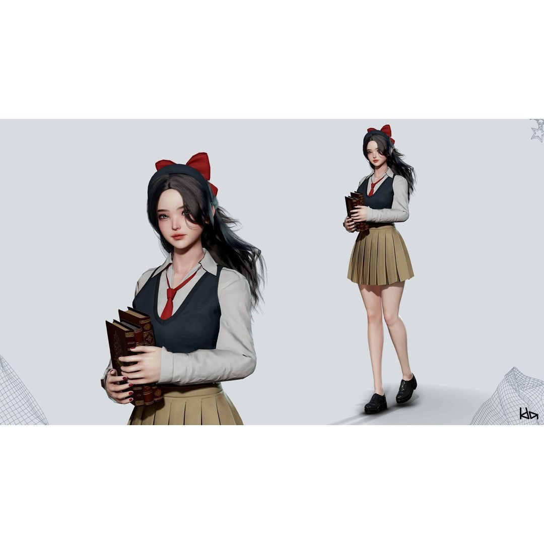 K-POP Series Sun 3D Model – Game Ready Low-Poly Character, FBX, OBJ - View 17