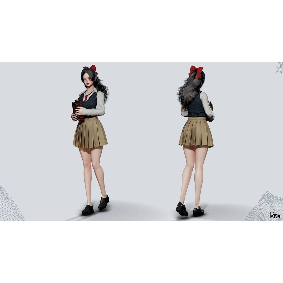 K-POP Series Sun 3D Model – Game Ready Low-Poly Character, FBX, OBJ - View 18