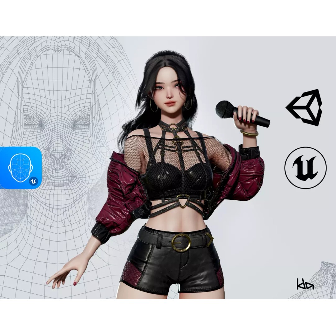 K-POP Series Sun 3D Model – Game Ready Low-Poly Character, FBX, OBJ - View 2