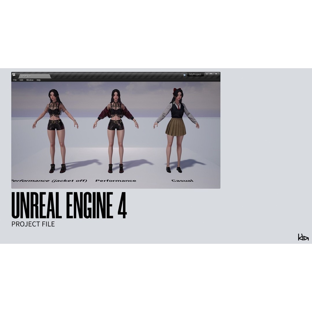 K-POP Series Sun 3D Model – Game Ready Low-Poly Character, FBX, OBJ - View 29