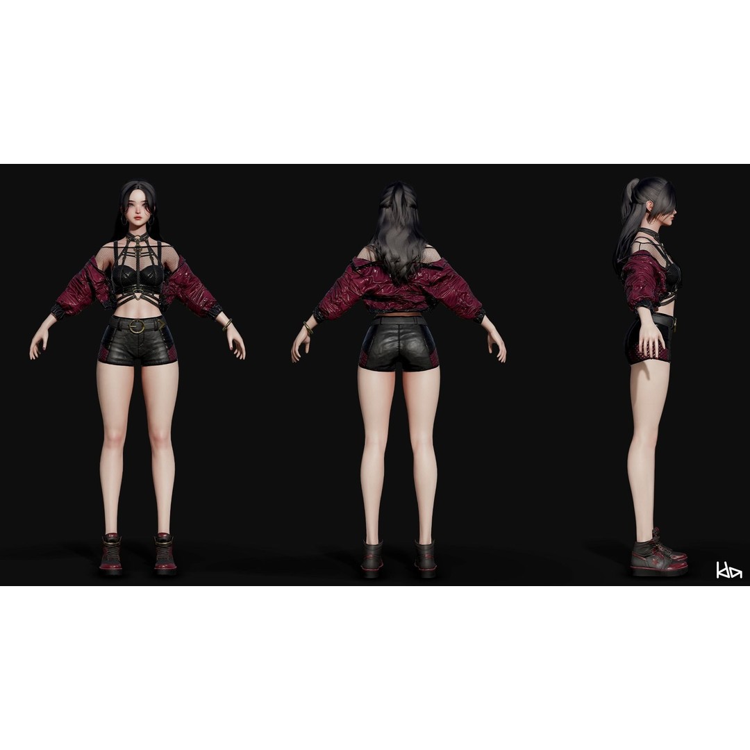 K-POP Series Sun 3D Model – Game Ready Low-Poly Character, FBX, OBJ - View 31