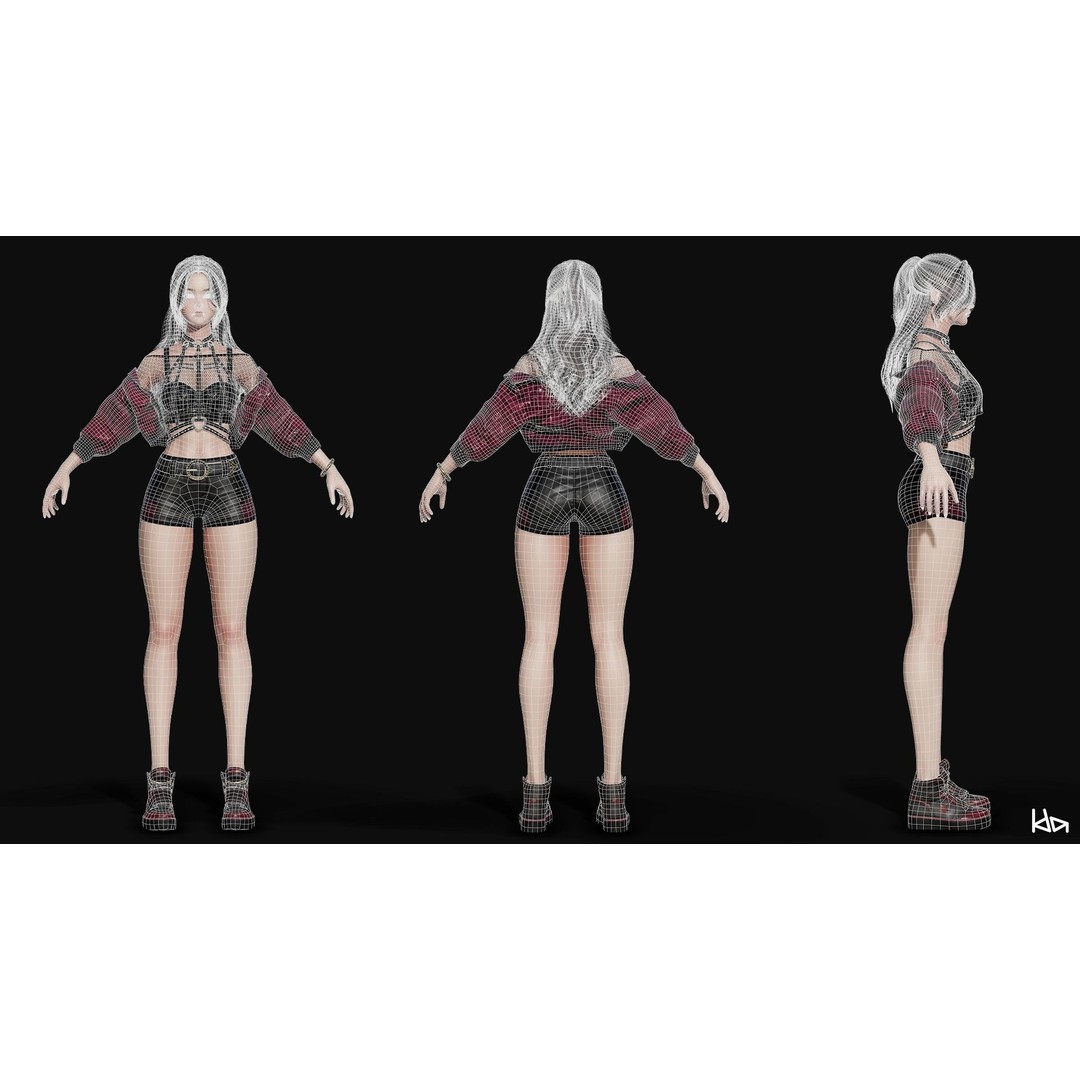 K-POP Series Sun 3D Model – Game Ready Low-Poly Character, FBX, OBJ - View 32