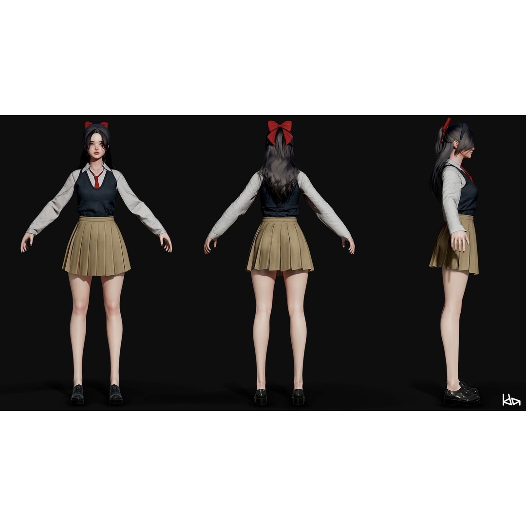 K-POP Series Sun 3D Model – Game Ready Low-Poly Character, FBX, OBJ - View 33