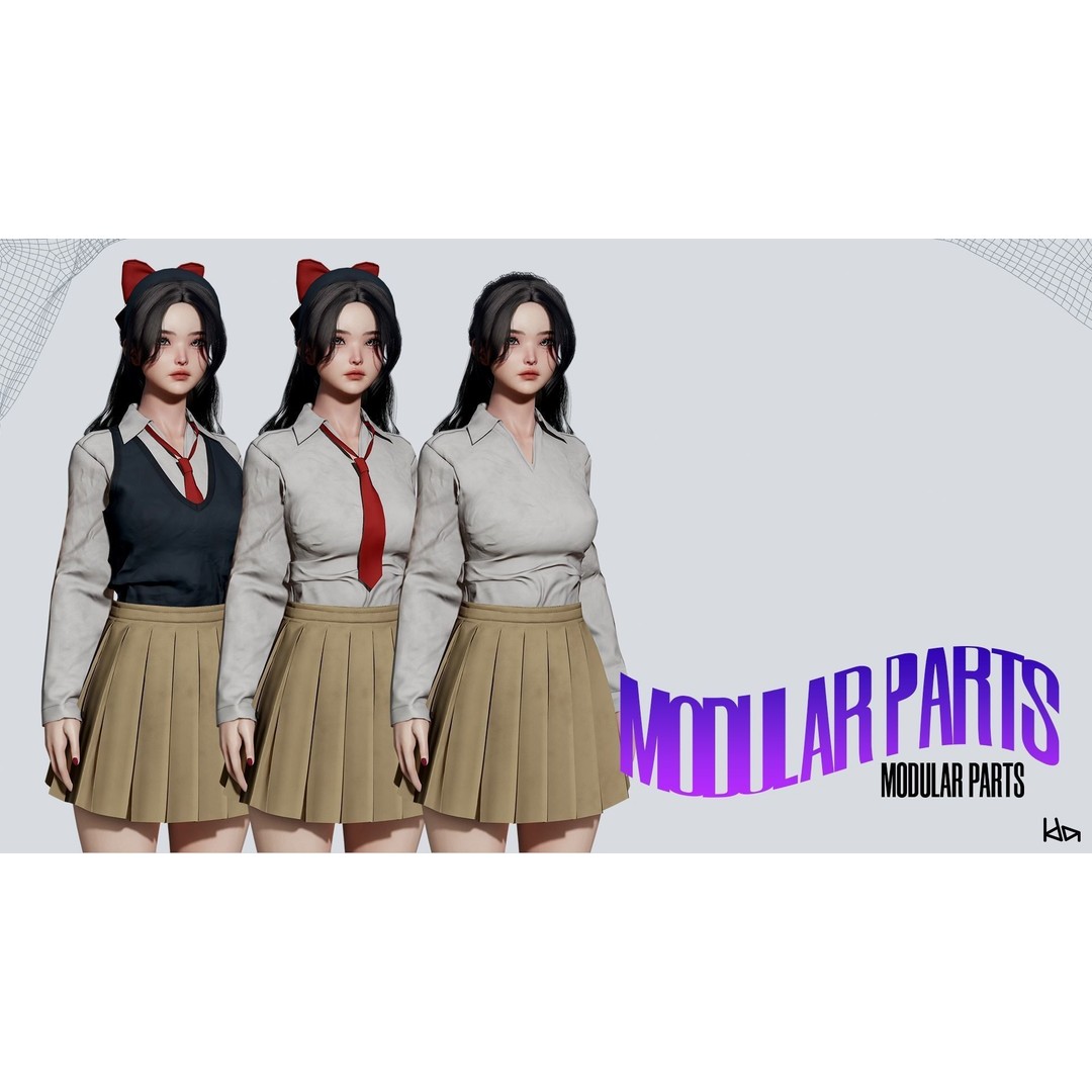 K-POP Series Sun 3D Model – Game Ready Low-Poly Character, FBX, OBJ - View 9