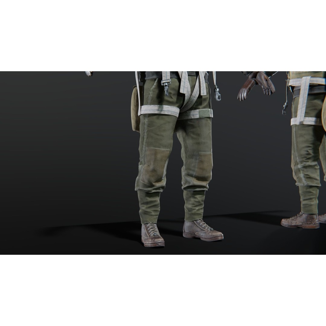 WWII US Soldier Pilot 3D Model – Rigged Character with PBR Textures - View 11