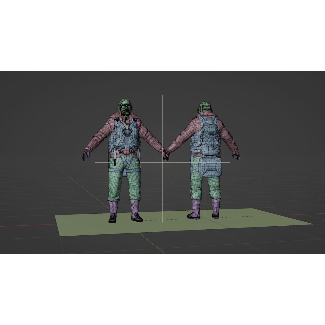 WWII US Soldier Pilot 3D Model – Rigged Character with PBR Textures - View 18