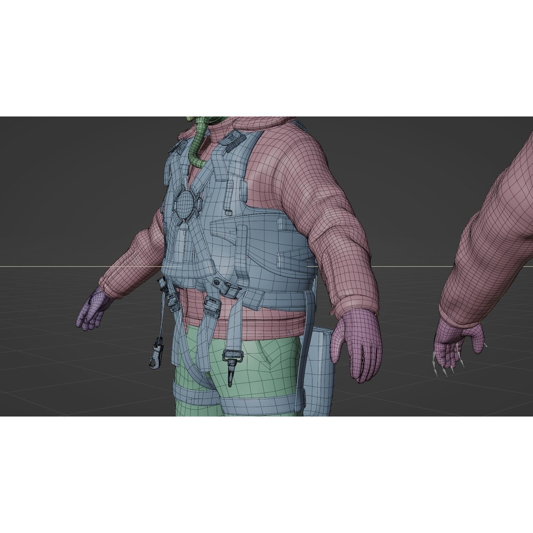 WWII US Soldier Pilot 3D Model – Rigged Character with PBR Textures - View 21