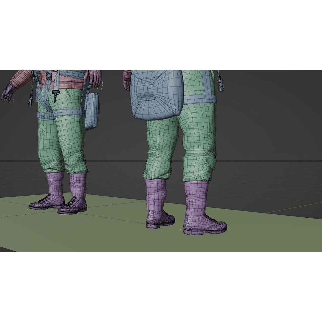 WWII US Soldier Pilot 3D Model – Rigged Character with PBR Textures - View 23