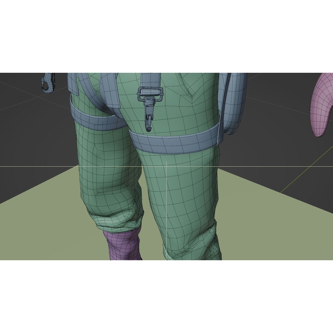 WWII US Soldier Pilot 3D Model – Rigged Character with PBR Textures - View 25