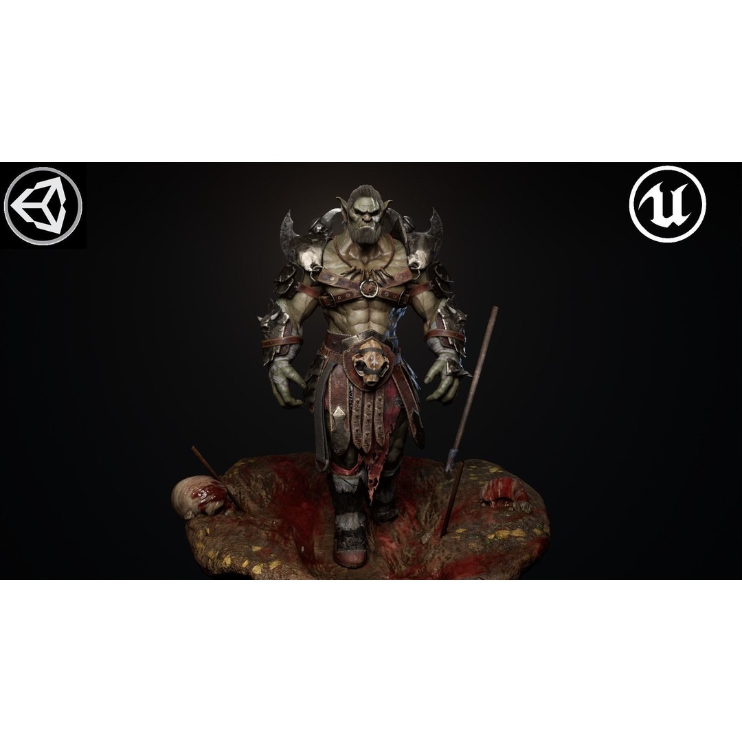 Goblin Champion 3D Model – Low Poly Animated Rigged Character, FBX - View 3