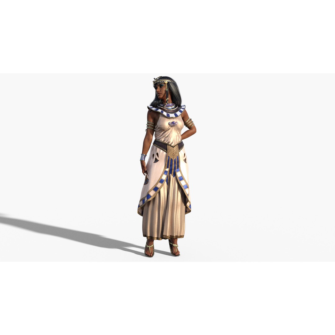 Cleopatra 3D Model – Rigged Low-Poly Character with PBR Textures - View 10