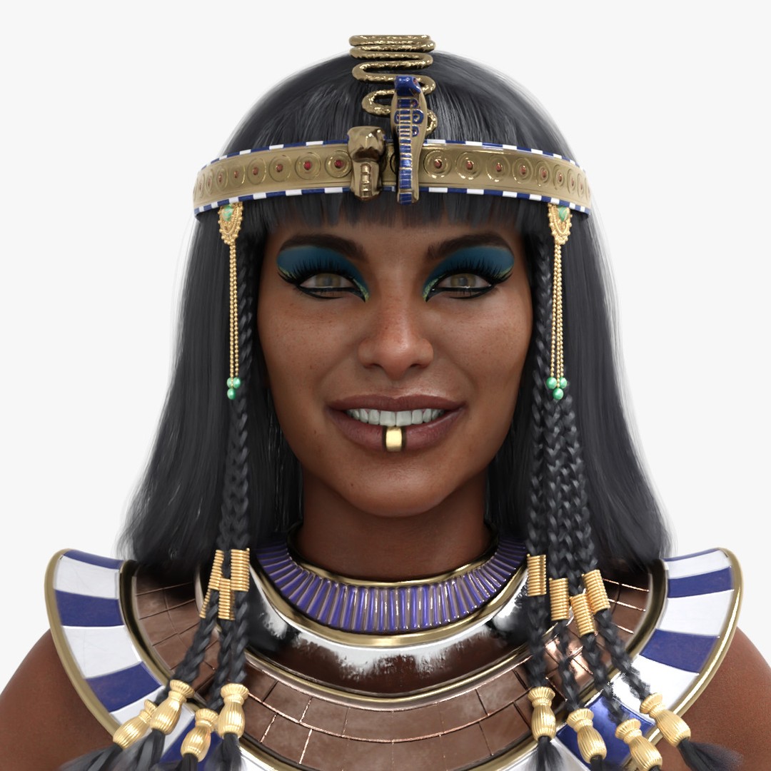Cleopatra 3D Model – Rigged Low-Poly Character with PBR Textures - View 11