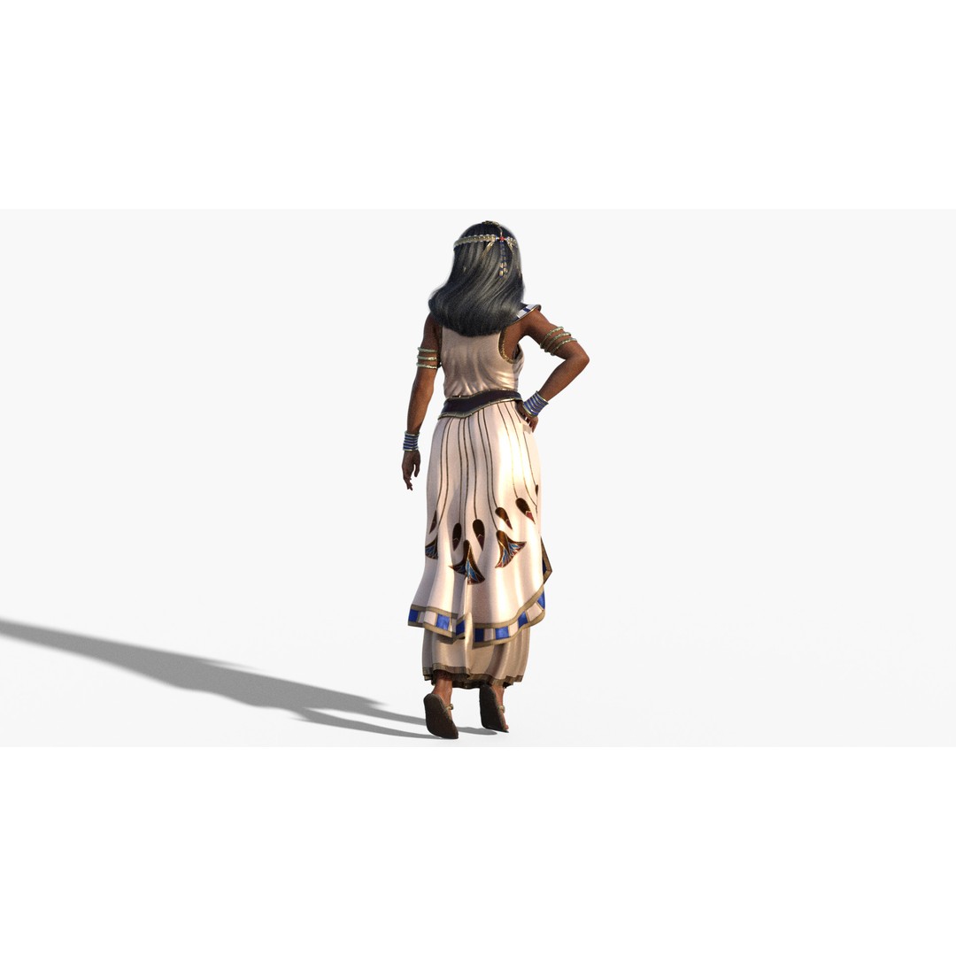 Cleopatra 3D Model – Rigged Low-Poly Character with PBR Textures - View 12