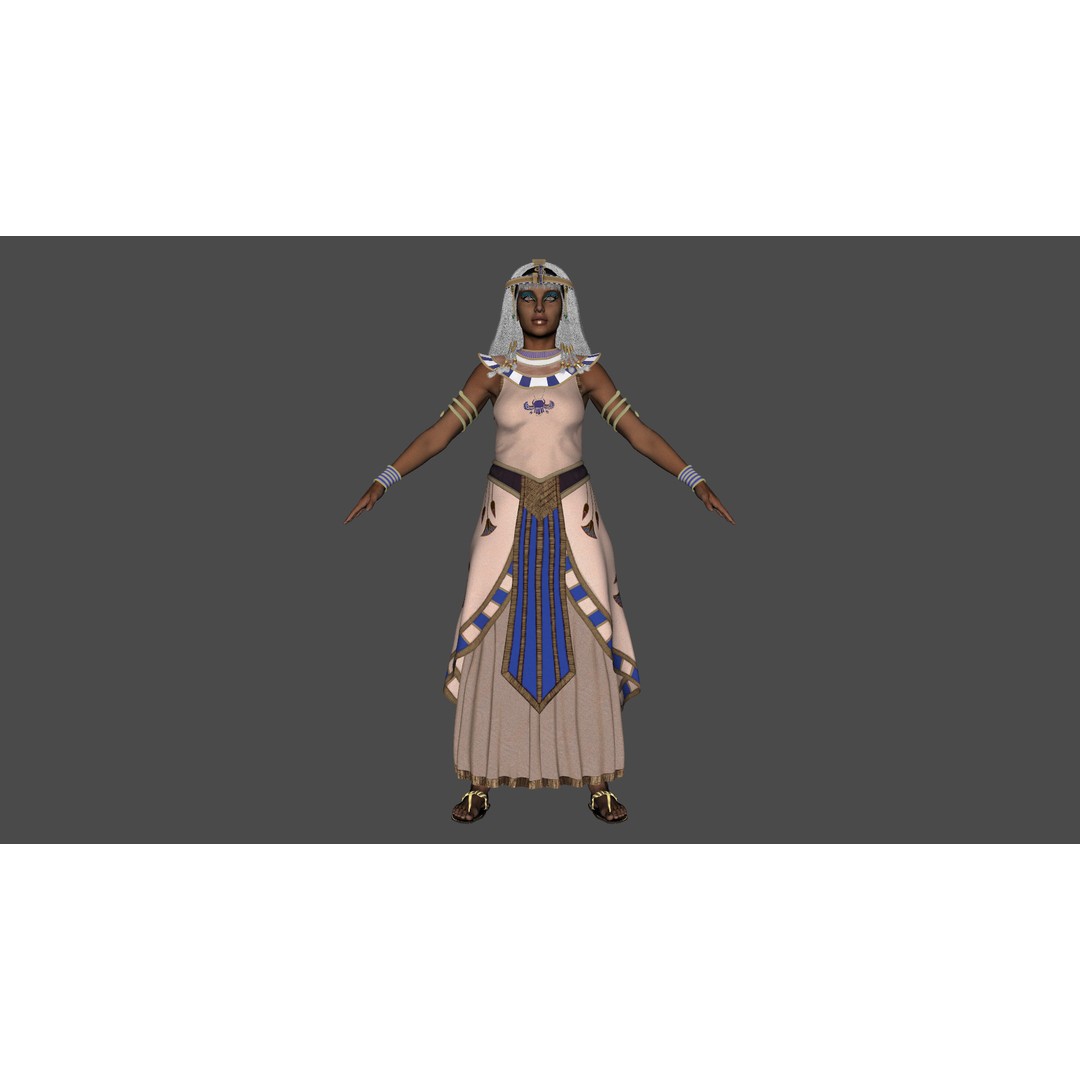 Cleopatra 3D Model – Rigged Low-Poly Character with PBR Textures - View 25