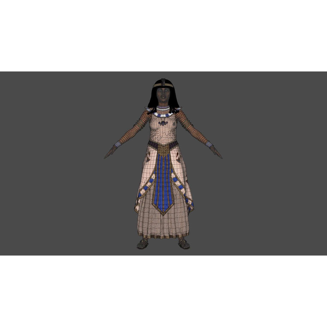Cleopatra 3D Model – Rigged Low-Poly Character with PBR Textures - View 26
