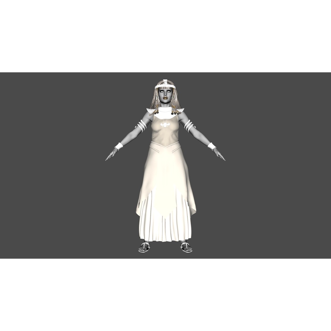 Cleopatra 3D Model – Rigged Low-Poly Character with PBR Textures - View 27