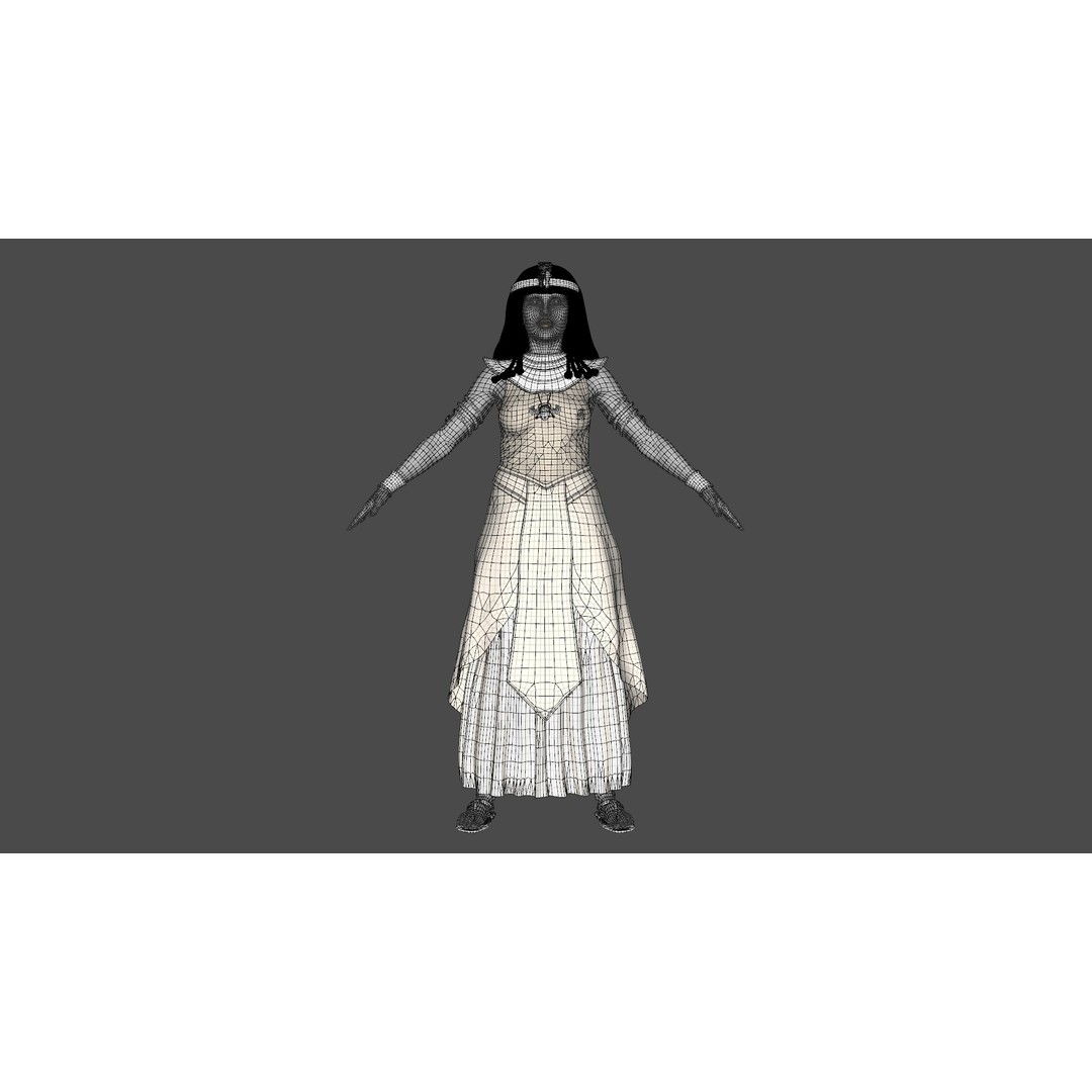 Cleopatra 3D Model – Rigged Low-Poly Character with PBR Textures - View 28