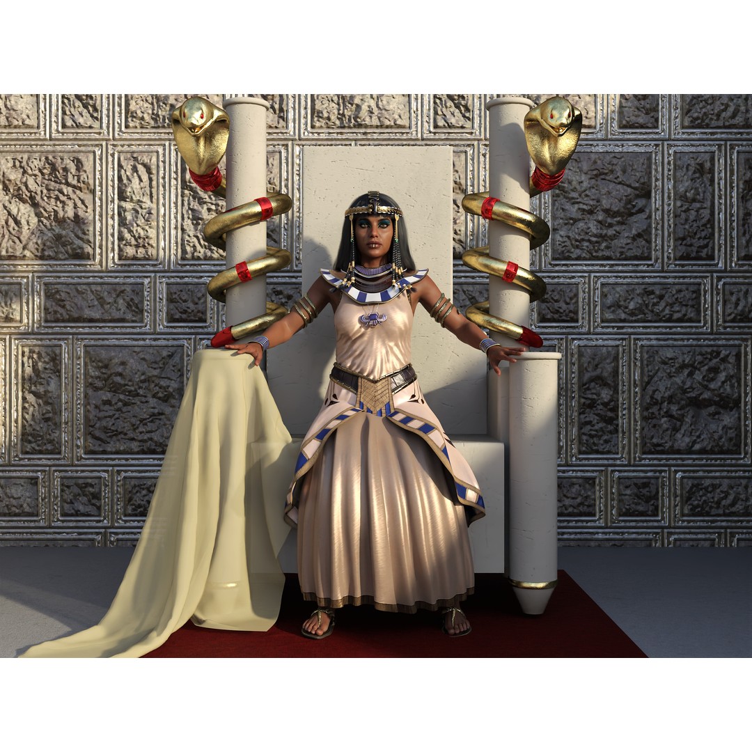 Cleopatra 3D Model – Rigged Low-Poly Character with PBR Textures - View 3