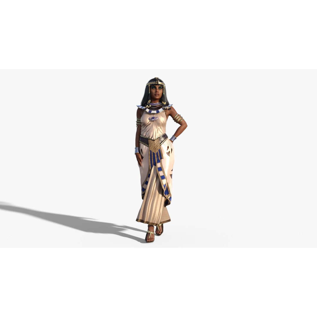 Cleopatra 3D Model – Rigged Low-Poly Character with PBR Textures - View 5