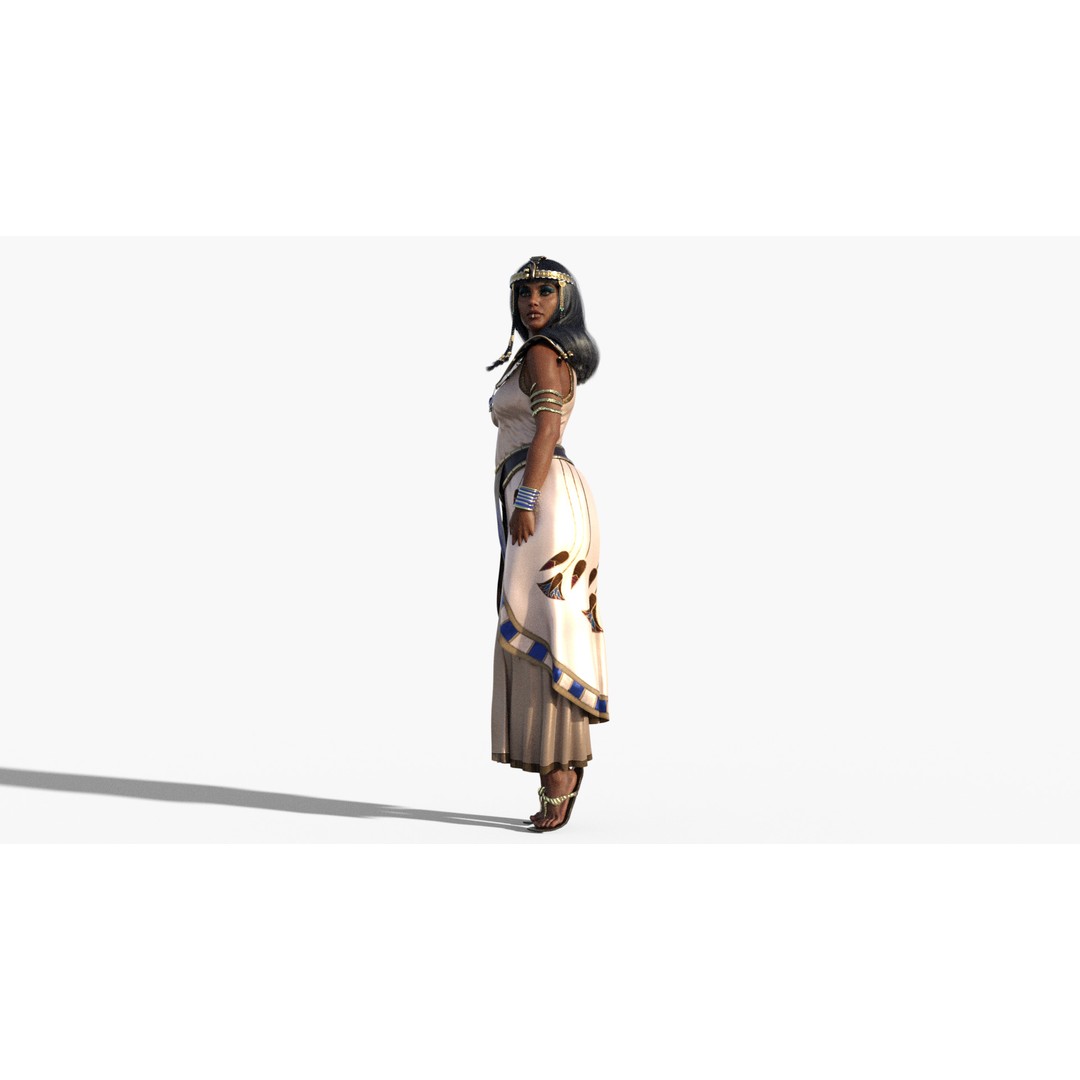 Cleopatra 3D Model – Rigged Low-Poly Character with PBR Textures - View 6