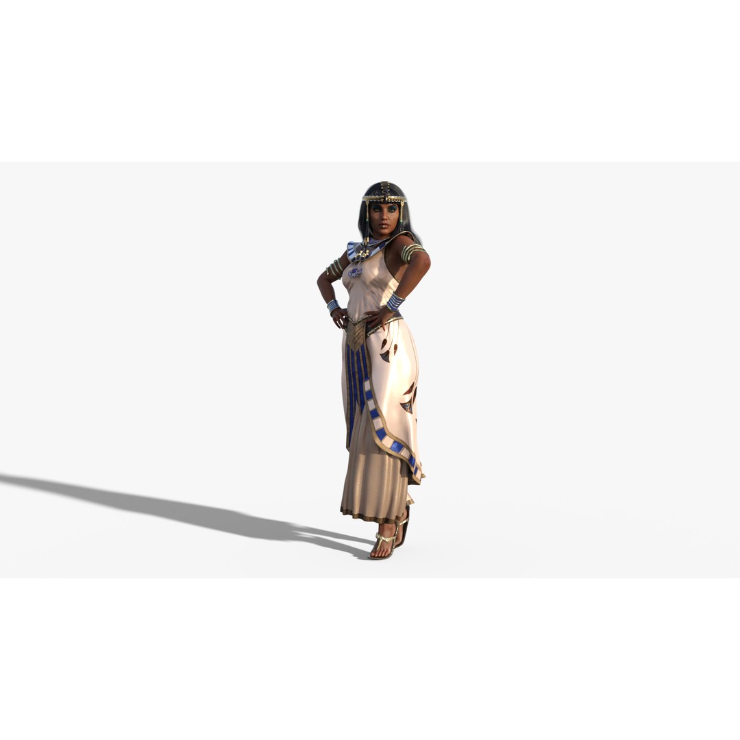 Cleopatra 3D Model – Rigged Low-Poly Character with PBR Textures - View 7
