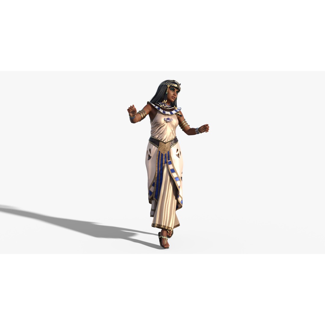 Cleopatra 3D Model – Rigged Low-Poly Character with PBR Textures - View 9