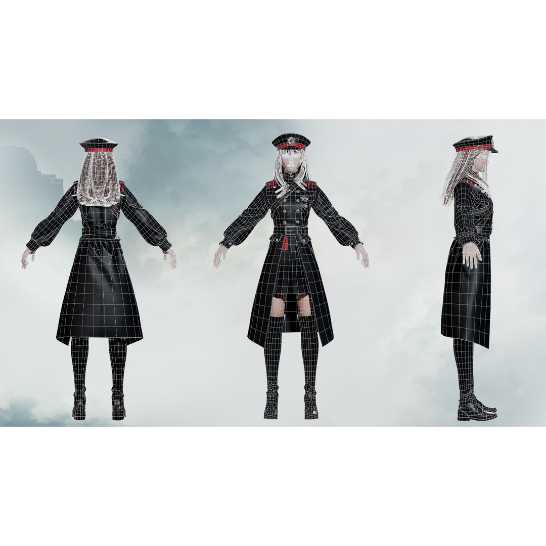 Commander Male and Female Shikikan Officer 3D Model – Game Ready Low-Poly Rigged Asset, FBX