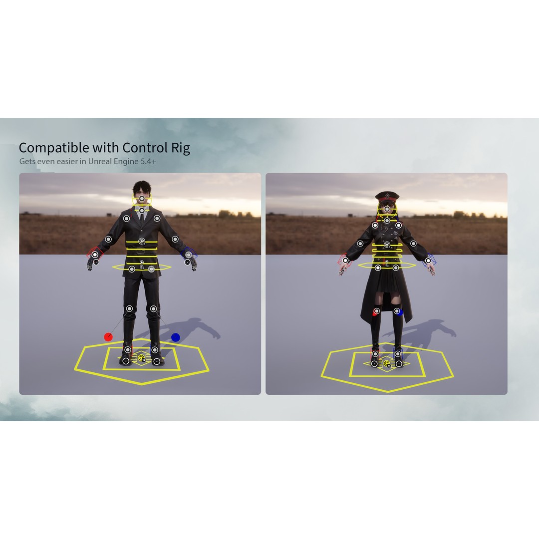 Commander Male and Female Shikikan Officer 3D Model – Game Ready Low-Poly Rigged Asset, FBX - View 15