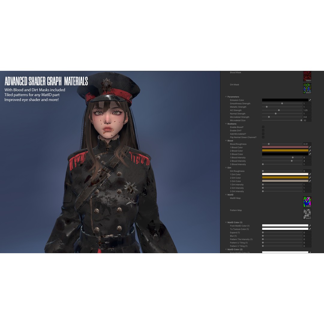 Commander Male and Female Shikikan Officer 3D Model – Game Ready Low-Poly Rigged Asset, FBX - View 22